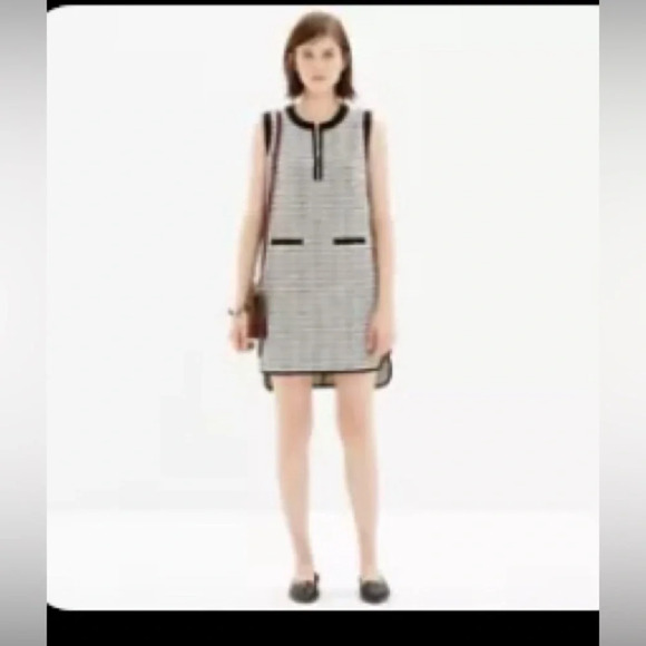 Madewell Dresses & Skirts - Classy Madewell Black and White Tweed Mini Shift Dress Size 6